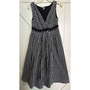 Max Studio cotton black/white eyelet Wrap Dress Tie‎ Front